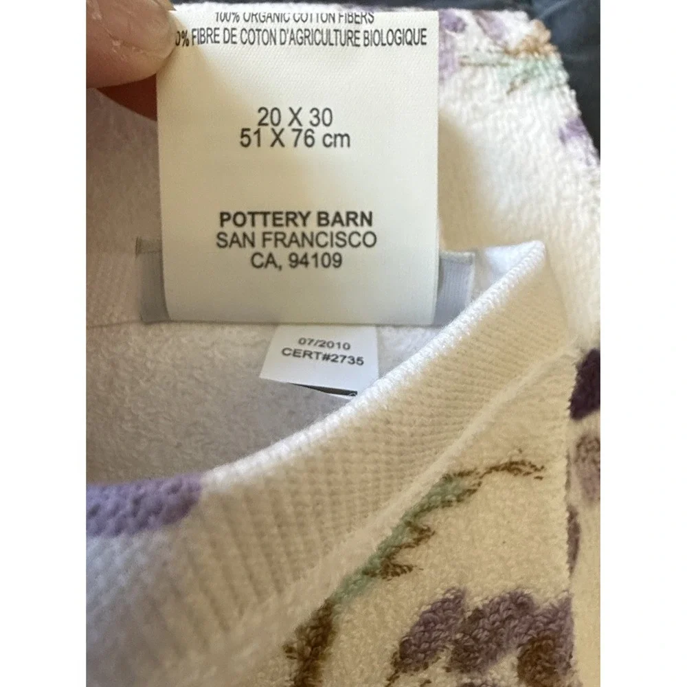 Set 3 Pottery Barn Floral Organic Towel SET Hand,‎ Bath & Washcloth